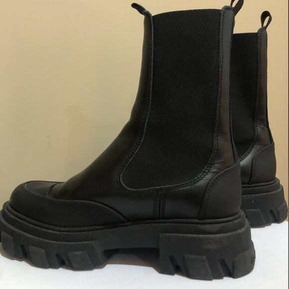 GANNI Paneled Recycled-Leather Chelsea Boots Size 8 - Picture 5 of 11